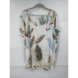 Cynthia Rowley 100% Linen Colorful Too Women 2X Tropical Vacation Beach